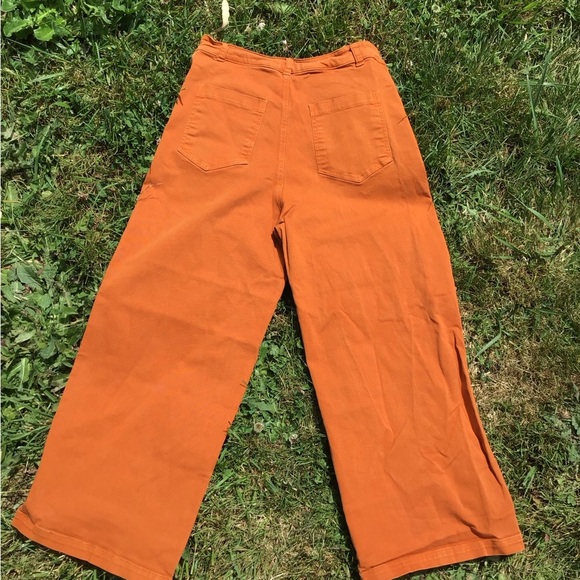 Whimsy + Row Flora Pant in Rust High Waisted Wide Leg Cropped Size M Sustainable - Picture 5 of 5